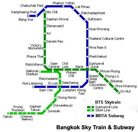 bangkok metro map MRTA Subway BTS Skytrain