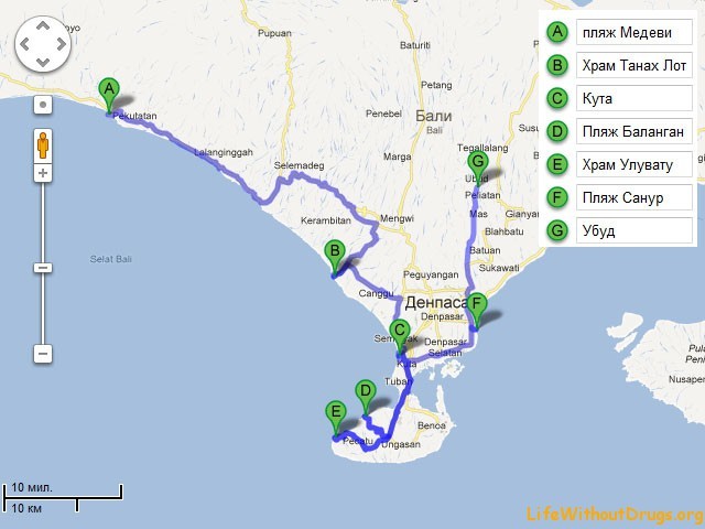 Карта отливов бали